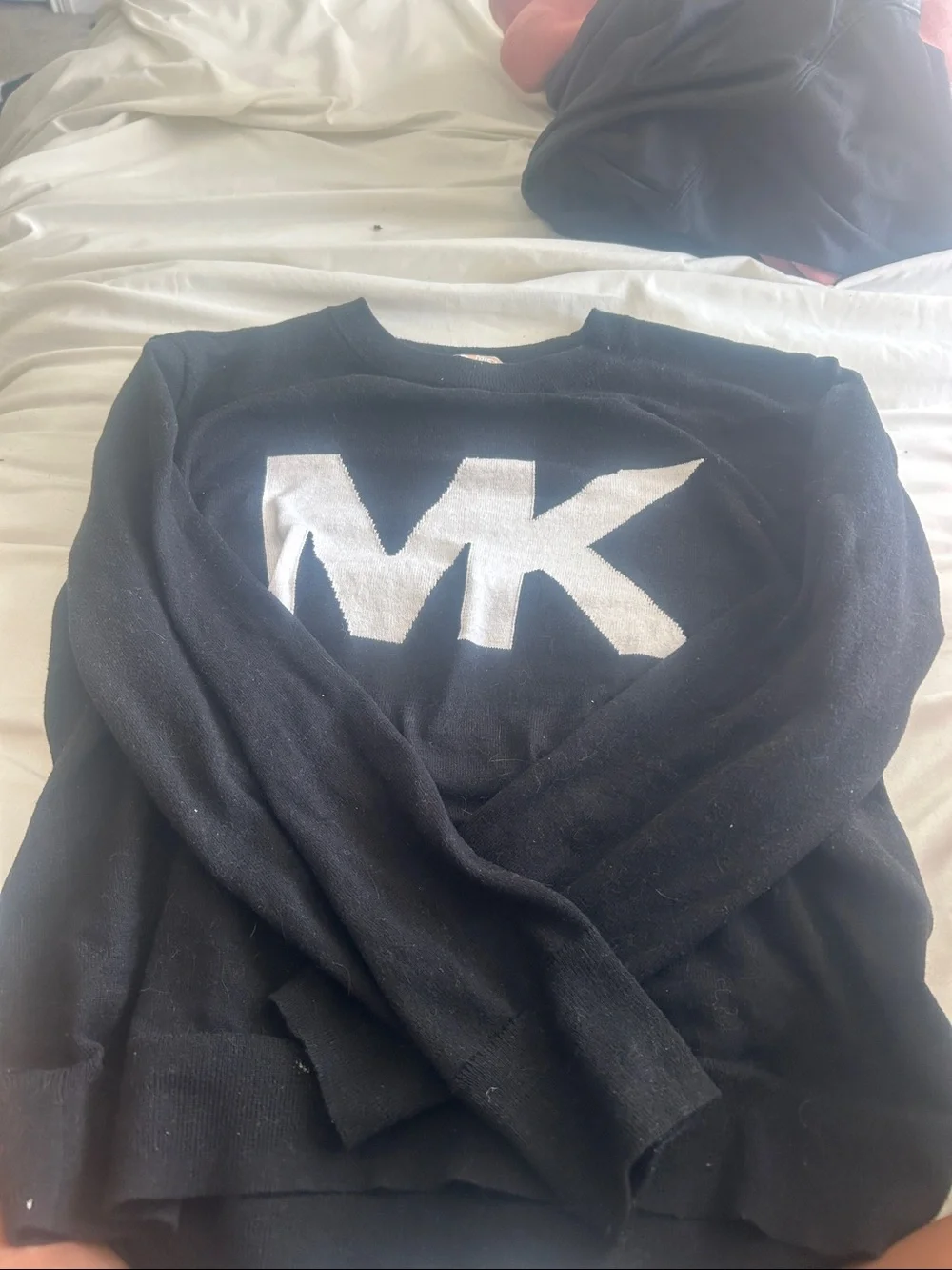 Michael Kors Black Crewneck Sweater with White MK Emblem